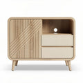 Houten kast met twee lades en open vakken 60 x 40 x 45cm naturel beige