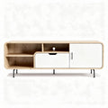 Houten tv-meubel met wit gelakte deuren 150 x 40 x 50cm