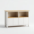 dressoir van hout met twee deuren en drie lades 150 x 45 x 70cm crème