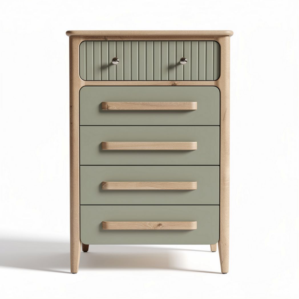 Ladenkast van hout met groene lades en een afmeting van 80 x 40 x 100cm