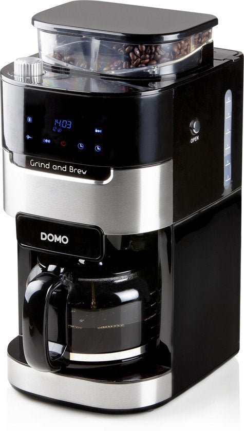 DOMO DO721K Koffiezetapparaat Grind  Brew - Filterkoffie - Geschikt Voor Koffiebonen en Gemalen Koffie - 12 Kopjes - Zwart