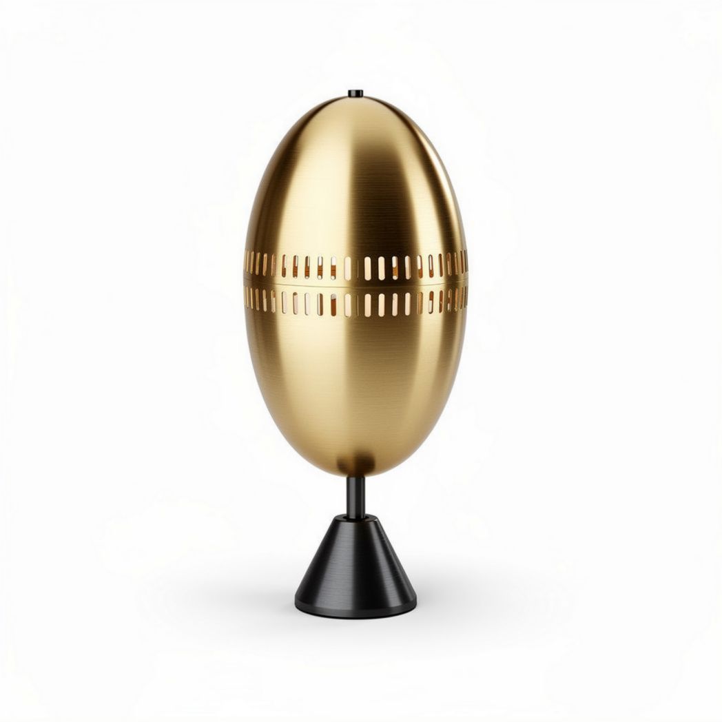 Metaal gouden lamp met een hoogte van 40 cm en een basis van zwart metaal