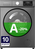 RYER CoreWash - Wasmachine - 8kg - 15 programma’s - 1200 toeren - Energieklasse A-20% - Voorwas met Stoom  Trommelreiniging - 75 dB - Antraciet - 2026 Model - 10 jaar garantie op motor