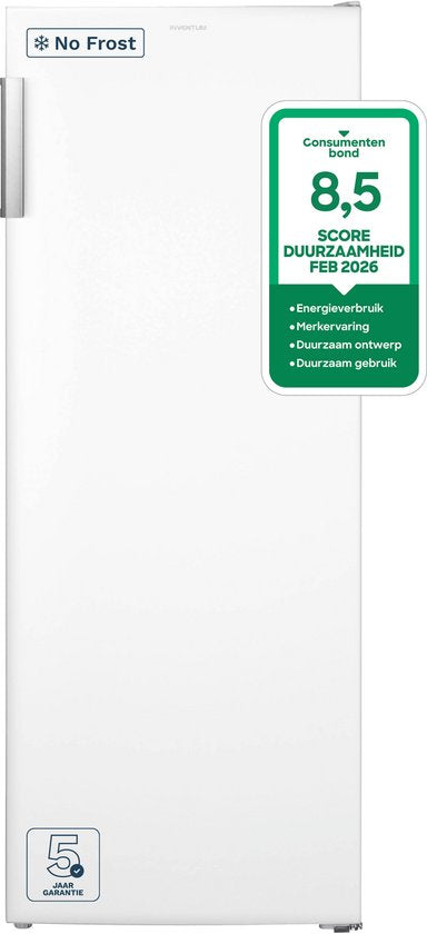 Inventum VR1430B No Frost kastmodel vriezer energiezuinig - 161 liter - 143 cm hoog - Supervriezen - Energielabel C - Geschikt voor garage tot -15°C - Vrijstaand - 5 lades/vakken - Zwart(Wit)