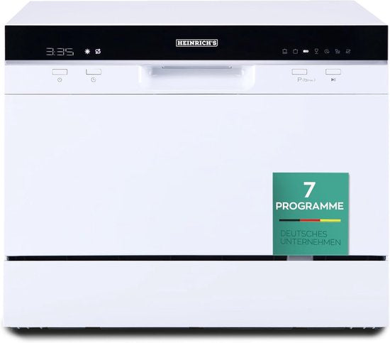 Heinrich's HTG 8840 mini vaatwasser - 7 programma's - gebruik slechts 6,5 liter per cyclus - zwart(wit)