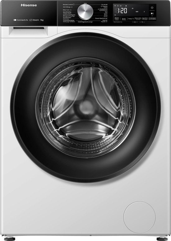 Hisense 3S Serie WF3S8043BW3/BLX - Wasmachine met Energielabel A -30% - 8kg - 72dB (A) - Steam Wash -1400 toeren - Power Wash 49' - ConnectLife - Inhoud Trommel 54 Liter